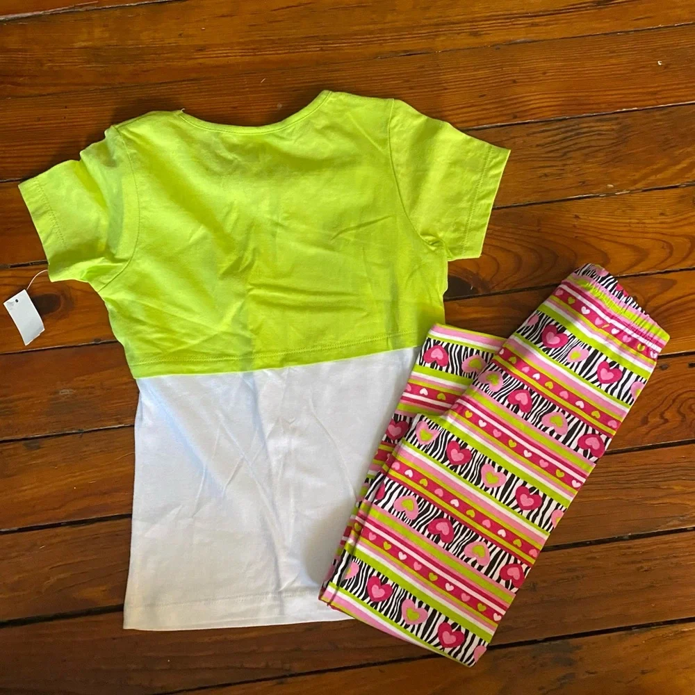 Heart Neon Outfit Matching Shirt & leggings Size 6/6X